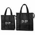 DeliveryPro Original and Premium insulated food delivery tote bags shown side by side on a white background, highlighting the size difference between the two black delivery bags with reinforced handles and DeliveryPro logos.