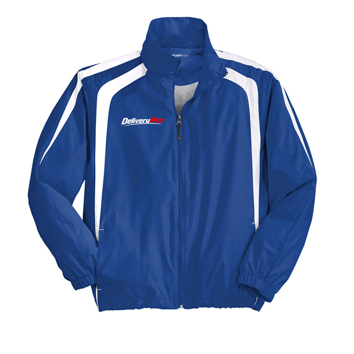 DeliveryPro Men's Colorblock Driver Jacket in True Royal and White - front view