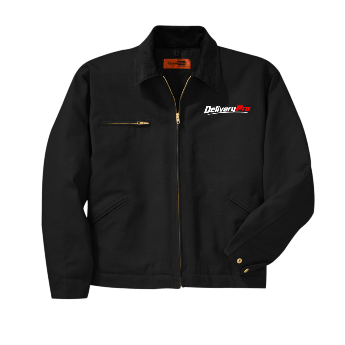 DeliveryPro Men's Duck Cloth Driver Jacket in Black - front view