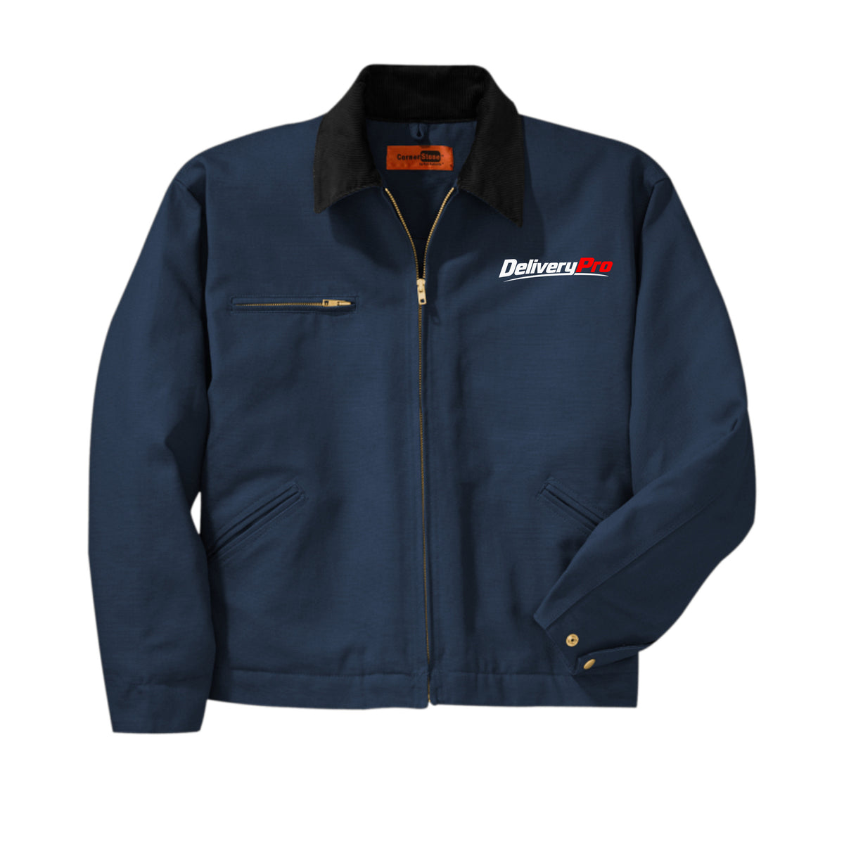 DeliveryPro Men's Duck Cloth Driver Jacket in Navy and Black - front view