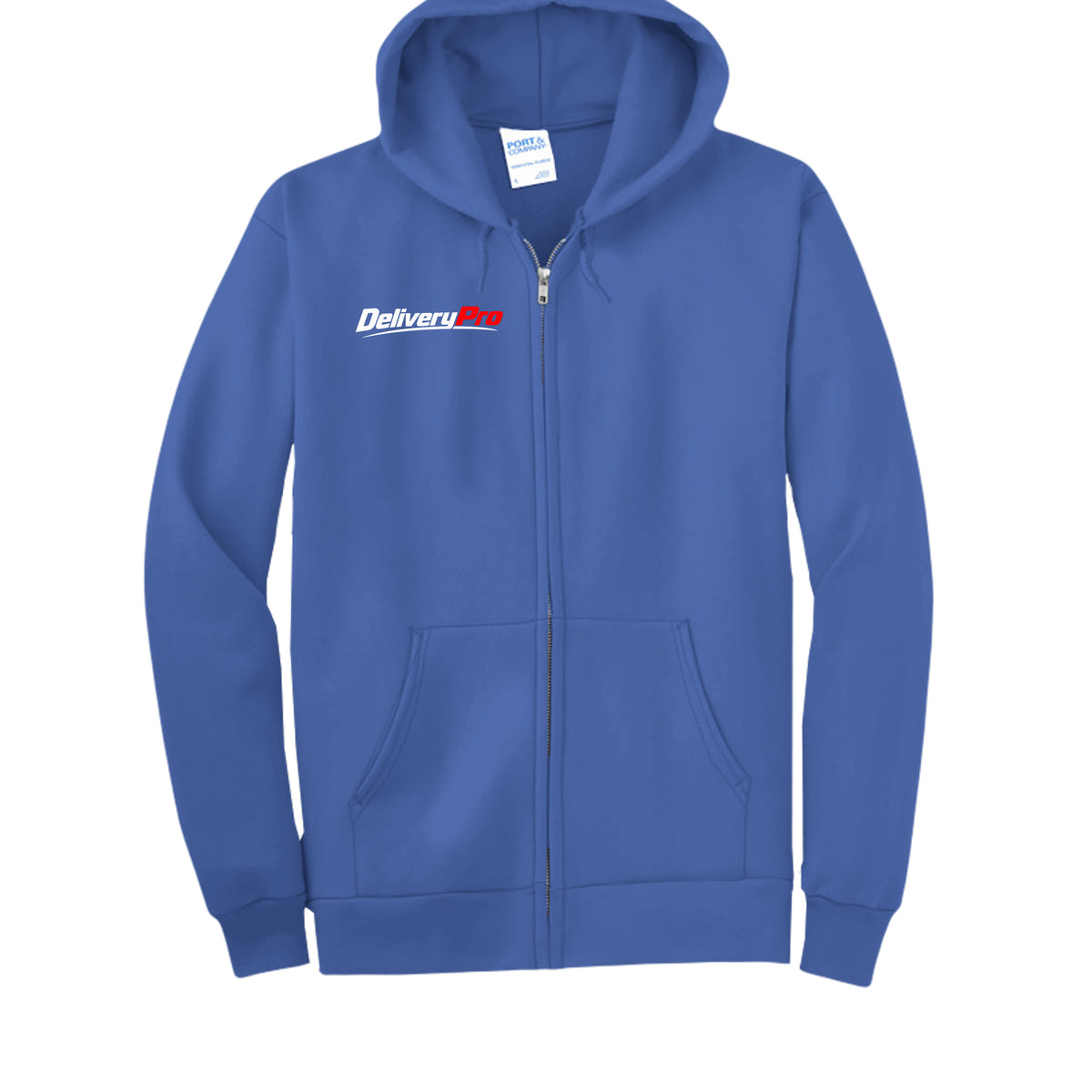 DeliveryPro Men's Essential Fleece Zip-Up Hoodie in Royal Blue - front view