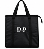Front view of the black DeliveryPro Premium insulated food delivery tote bag with carry handles and DeliveryPro logo.