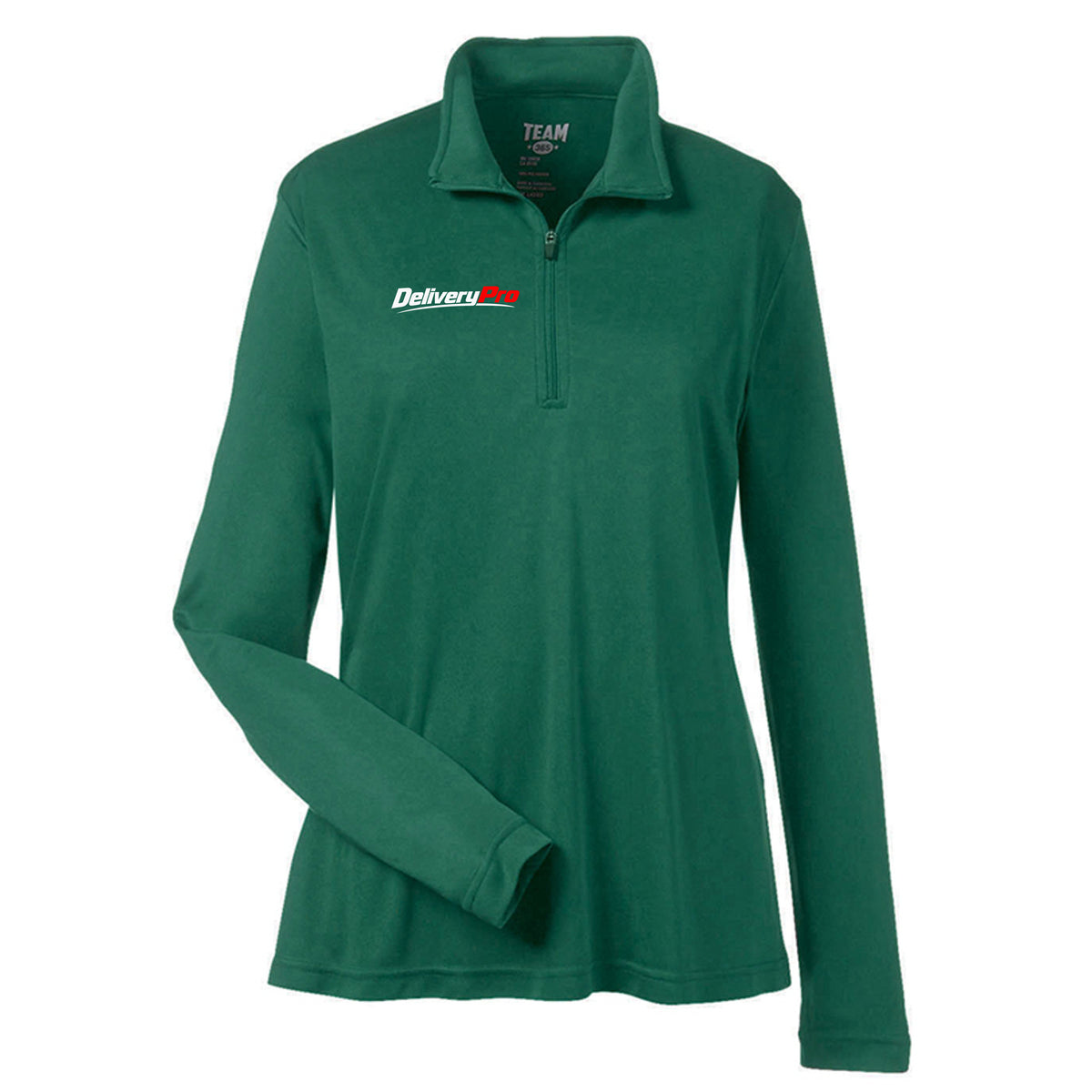 DeliveryPro Women's Performance Quarter-Zip Pullover in Forest Green - front view